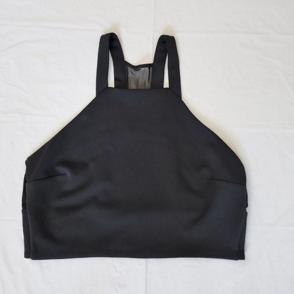 NWOT Express Black Halter Crop Top Open Sheer Back